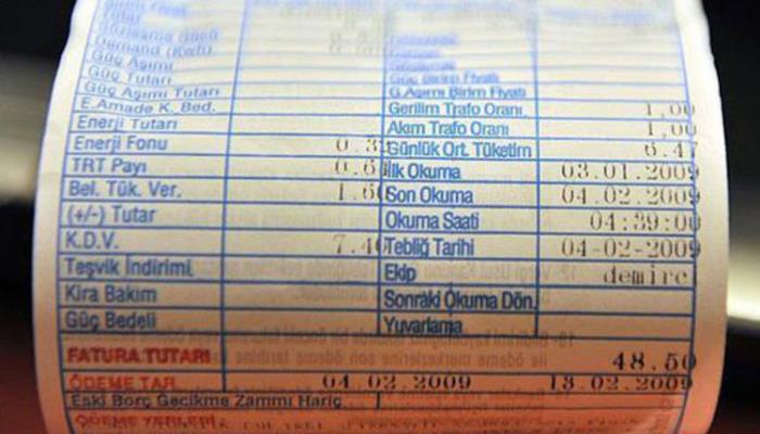 Az elektrik tüketene düşük fatura dönemi